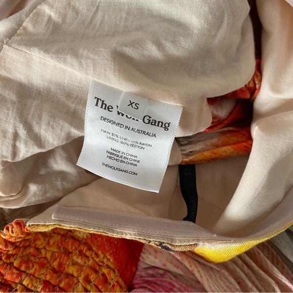 NEW The Wolf Gang Rumi Blouse Butterfly Print Linen Halter Bubble Hem Abstract - Picture 4 of 16